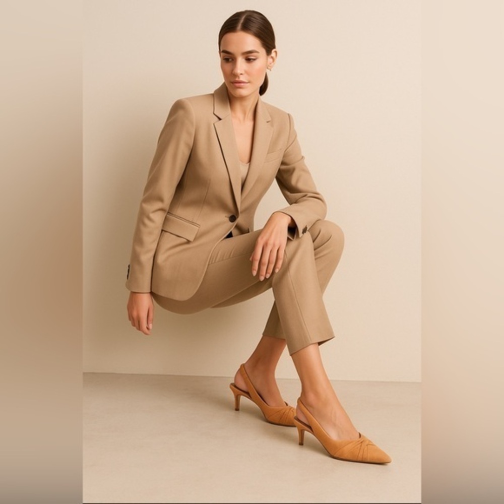 Donald/Pliner suede sling back pointy toe, camel  color, kitten heels. 🧡
